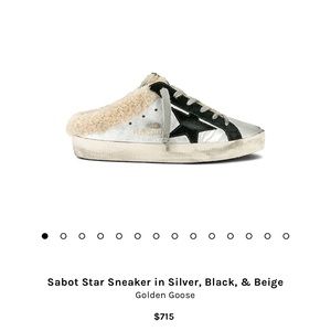 Golden Goose Sabot Star Sneaker in Silver, Black, & Beige Size 37